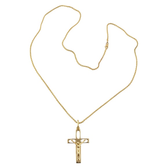 Vintage 14K Yellow Gold Chain and Cross #13197 - Picture 1 of 7